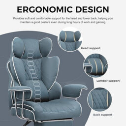 Comhoma Gaming Chair, Executive Office Desk Chair With Footrest Ergonomic Heavy Duty Lumbar Support Computer Chairs, Light Blue - thumbnail 3
