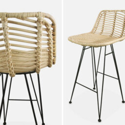 Sweeek - Pair Of Rattan Bar Stools 67Cm Cahya  Black 42X48X90 Cm - thumbnail 5
