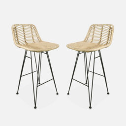 Sweeek - Pair Of Rattan Bar Stools 67Cm Cahya  Black 42X48X90 Cm - thumbnail 6