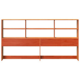 Berkfield Headboard With Storage Wax Brown 200 Cm Solid Wood Pine - thumbnail 4