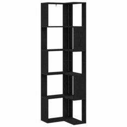 Berkfield Modern Corner Bookcase - 5 Shelves, Black Oak, 50X50X179 Cm, Made From Engineered Wood