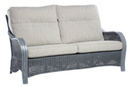 Desser Turin Grey 3 Seater Conservatory Sofa Real Cane Natural Rattan Indoor Sofa With Uk Sewn Cushions In Pebble Fabric
