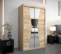 Arte Morocco Contemporary 2 Mirrored Sliding Door Wardrobe 5 Shelves 2 Rails Oak Sonoma Effect (H)2000mm (W)1200mm (D)620mm - thumbnail 2
