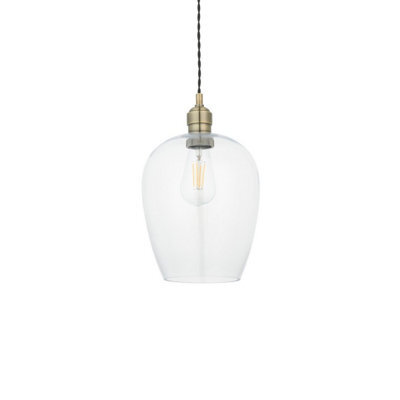 Luminosa Lighting Luminosa Livorno Single Pendant Ceiling Lamp, Antique Brass Plate, Glass - image 1