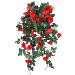 Neel Blue Red Artificial Rose Flower Hanging Vines Silk Garland, 18 Flowers, 110Cm(3.6Ft)