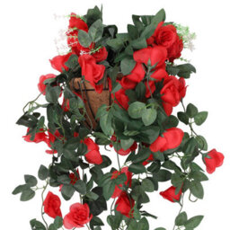 Neel Blue Red Artificial Rose Flower Hanging Vines Silk Garland, 18 Flowers, 110Cm(3.6Ft) - thumbnail 2