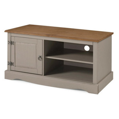 Grey Solid Pine 1 Door Tv Unit Mexican Rustic Wooden Media Television Stand - image 1