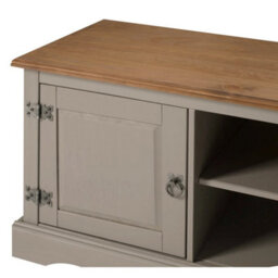 Grey Solid Pine 1 Door Tv Unit Mexican Rustic Wooden Media Television Stand - thumbnail 5