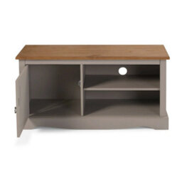 Grey Solid Pine 1 Door Tv Unit Mexican Rustic Wooden Media Television Stand - thumbnail 6