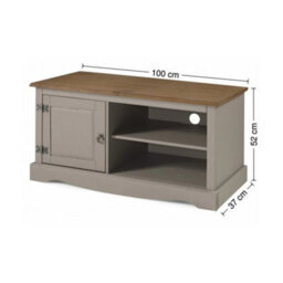Grey Solid Pine 1 Door Tv Unit Mexican Rustic Wooden Media Television Stand - thumbnail 2