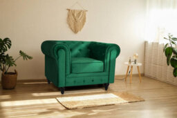 Bravich Chesterfield Velvet Upholstery Button-Tufted Armchair Sofa - thumbnail 4