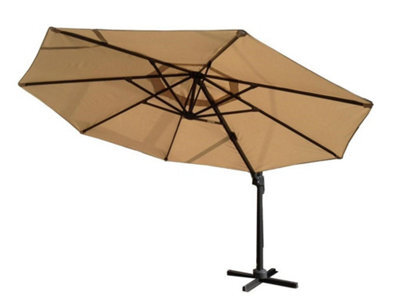 Signature Weave 3.5M Round Roma Cantilever Parasol Sun Shade Umbrella Beige - image 1
