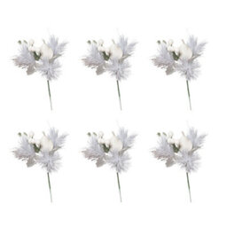 Samuel Alexander Set Of 6 19Cm Christmas Pick Decoration With White Apple And Pear - thumbnail 9