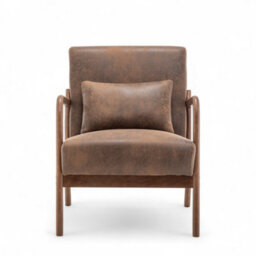 Faux Leather Suede Brown Hertford Accent Chair - thumbnail 3