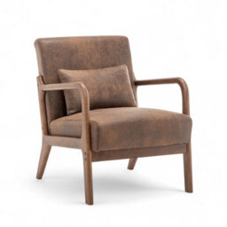 Faux Leather Suede Brown Hertford Accent Chair - thumbnail 5