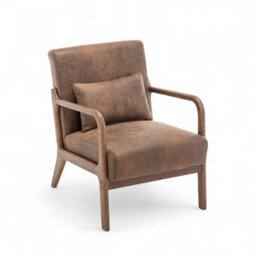 Faux Leather Suede Brown Hertford Accent Chair - thumbnail 4