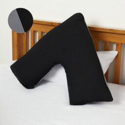 Homes & Linen Orthopaedic V-Shaped Pillow With 2 Tone Reversible Pillowcase Extra Cushioning Support For Head, Neck & Back (2 Tone Black/grey) - thumbnail 3
