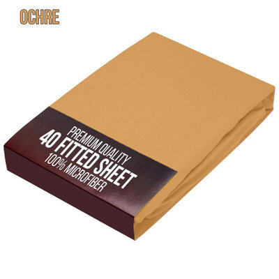 Bedlooms King Fitted Sheet 40Cm Extra Deep - Soft Microfiber Deep Pocket Elasticated Bed Fitted Sheets Ochre, 152X200 Cm - image 1