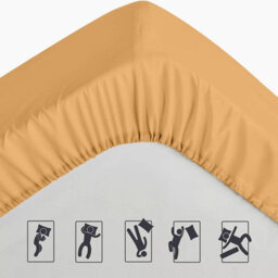 Bedlooms King Fitted Sheet 40Cm Extra Deep - Soft Microfiber Deep Pocket Elasticated Bed Fitted Sheets Ochre, 152X200 Cm - thumbnail 8
