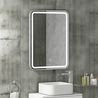 Royal Bathrooms Luna 600 X 800mm Chrome Front Lit Led Framed Bathroom Led Mirror With Demister Pad & Touch Sensor - image 1