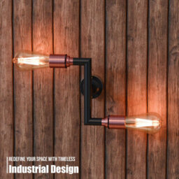 Industrial Wall Lights 20mm Conduit Pipe Modern Dual Bulb E27 Lamp Holder Fitting Wall Scone Fixture - thumbnail 5