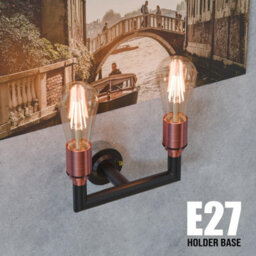 Industrial Wall Lights 20mm Conduit Pipe Modern Dual Bulb E27 Lamp Holder Fitting Wall Scone Fixture - thumbnail 4