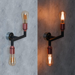 Industrial Wall Lights 20mm Conduit Pipe Modern Dual Bulb E27 Lamp Holder Fitting Wall Scone Fixture - thumbnail 2