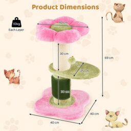 Flower Cat Tree For Indoor Cats 69 Cm Tall Small Kitten Tower - thumbnail 2