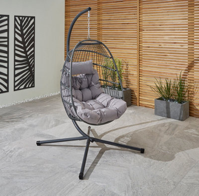 Bradway Hanging Egg Chair With Grey Cushions - image 1