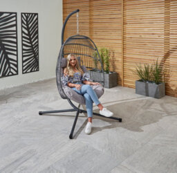 Bradway Hanging Egg Chair With Grey Cushions - thumbnail 4