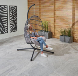 Bradway Hanging Egg Chair With Grey Cushions - thumbnail 3
