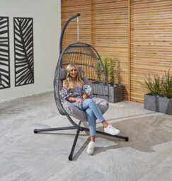 Bradway Hanging Egg Chair With Grey Cushions - thumbnail 2