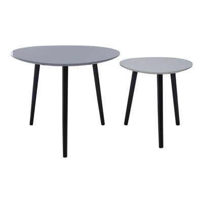 Orsina Grey Set Of 2 Nesting Tables, Triangular Nest Of Tables With Three Legs, Sturdy Side Tables For Home - image 1