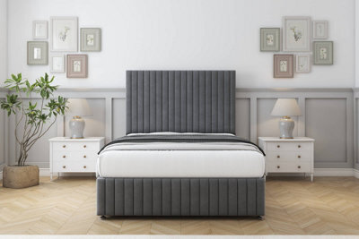 "Sloomy Madison Armour Coniston Divan Bed Set 2 Drawers Left Side With 54"" Floor Standing & 12"" Footboard 5' King" - image 1