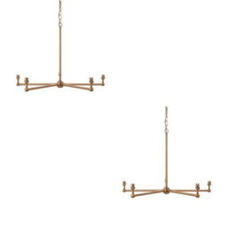 Loops Stylish 2 Pack Brushed Aged Brass Pendant Lights With B22 Holders For Home Decor - thumbnail 1