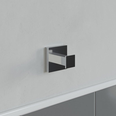 Affine Bathroom Towel Robe Hook Holder Chrome Square Wall Mounted Stylish Modern - image 1