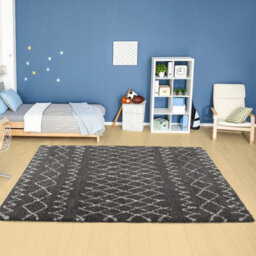 The Rugs Moroccan Shaggy Rugs And Runners Soft Fluffy Tribal Design High Pile Dark Grey And Ivory Living Room Kitchen Hallway 940 - thumbnail 6