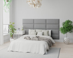 Aspire Easymount Wall Mounted Upholstered Panels, Modular Diy Headboard In Eire Linen Fabric, Grey (Pack Of 4) - thumbnail 4