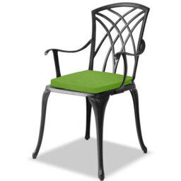 Homeology Oshowa Black Aluminium Weatherproof Outdoor Table And 2 Comfortable Chairs Bistro Set With Green Cushions - thumbnail 8