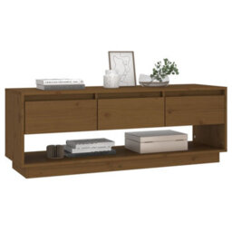 Berkfield Tv Cabinet Honey Brown 110.5X34X40 Cm Solid Wood Pine - thumbnail 6