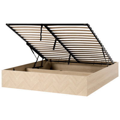 Beliani Ottoman Bed Without Headboard Etel 180 X 200 Cm (Eu Super King) Light Brown - image 1