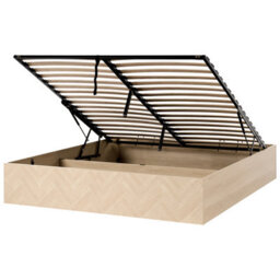 Beliani Ottoman Bed Without Headboard Etel 180 X 200 Cm (Eu Super King) Light Brown - thumbnail 1