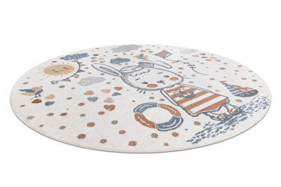 RugsX Carpet Bono 8441 Circle Bunny Sailor Cream / Blue  Circle 200 Cm - image 1