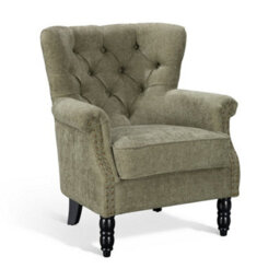 Tufted Sage/olive Green Accent Chair Liana With Black Wooden Legs - Living Room Fabric Armchair - thumbnail 3