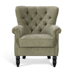 Tufted Sage/olive Green Accent Chair Liana With Black Wooden Legs - Living Room Fabric Armchair - thumbnail 2