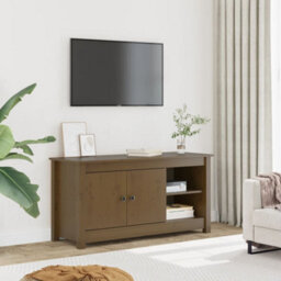 Berkfield Stylish Tv Cabinet Honey Brown 103X36.5X52 Cm Solid Wood Pine - thumbnail 2