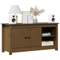 Berkfield Stylish Tv Cabinet Honey Brown 103X36.5X52 Cm Solid Wood Pine - thumbnail 3