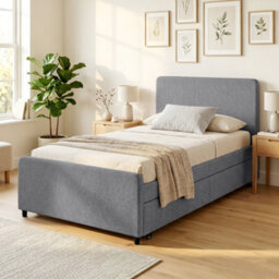 Homcom 90 X 190 Cm Upholstered Single Bed, Pull Out Trundle Bed, Dark Grey - thumbnail 9