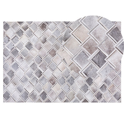 Beliani Rug Agacli Grey 140 X 200 Cm Leather - image 1