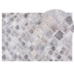 Beliani Rug Agacli Grey 140 X 200 Cm Leather - thumbnail 1